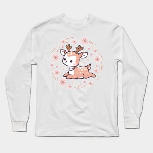 Shy Cute Deer Long Sleeve T-Shirt